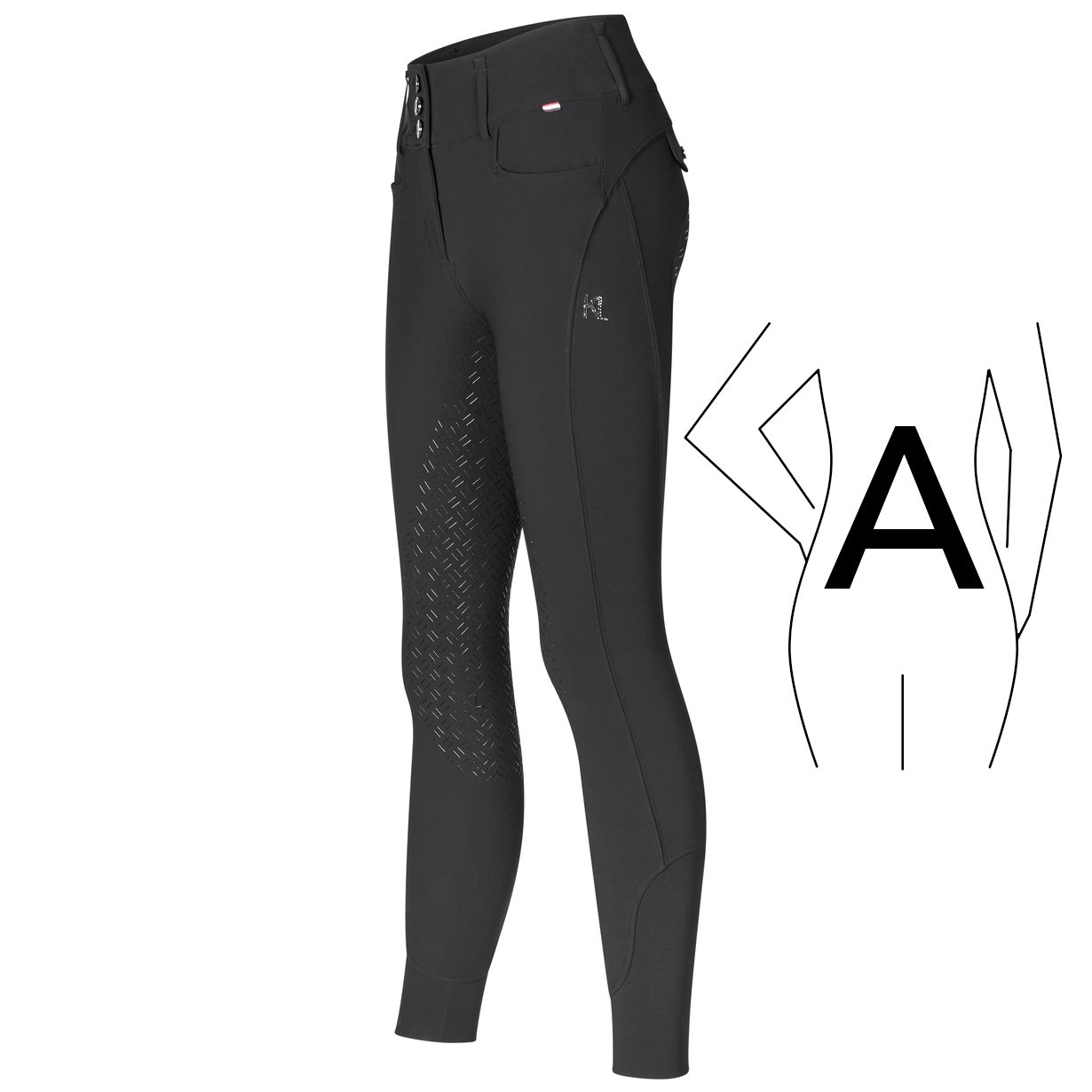 Kingsland KLKimi Mid Waist Vollgrip A-Shape Reithose Damen - black, Größe 44