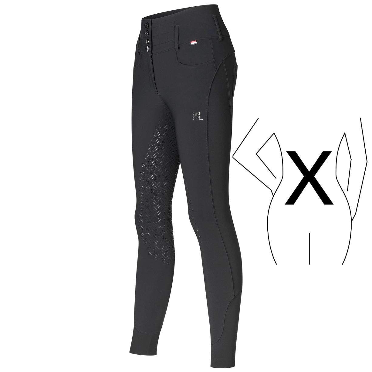 Kingsland KLKhloe High Waist Vollgrip X-Shape Reithose Damen - black, Größe 32