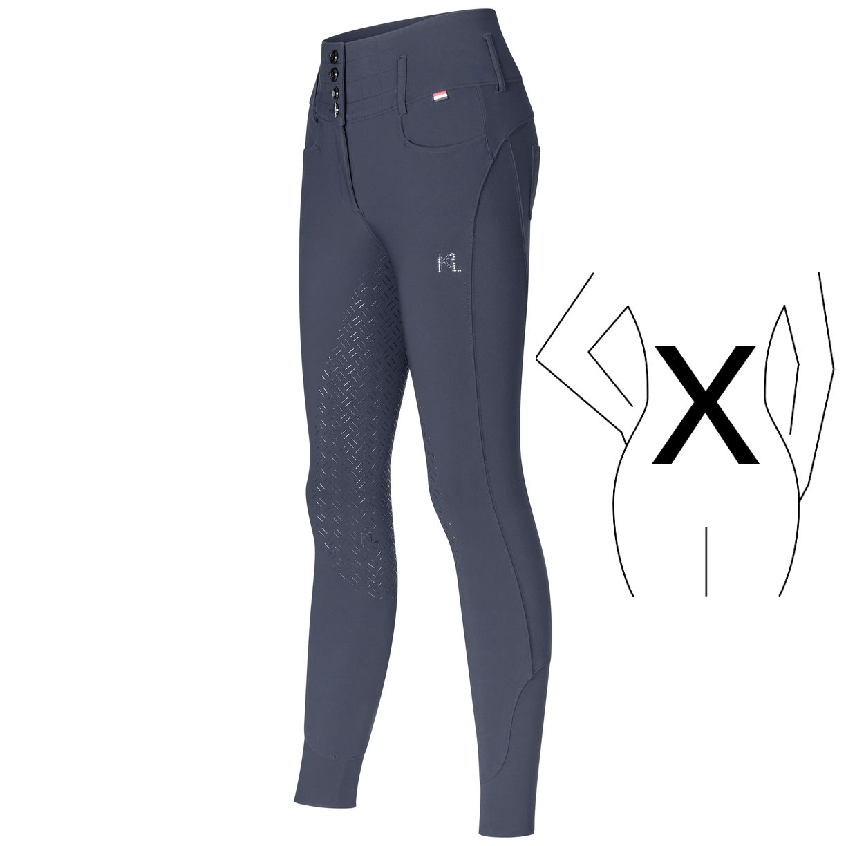 Kingsland KLKhloe High Waist Vollgrip X-Shape Reithose Damen - navy, Größe 32