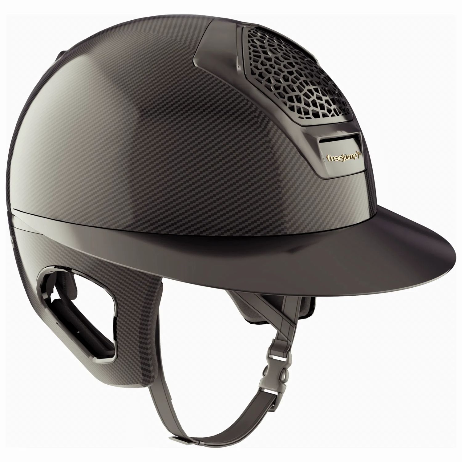 Freejump Voronoi Carbon mit Schläfenschutz Reithelm - Schwarz, Größe M (55-59cm)