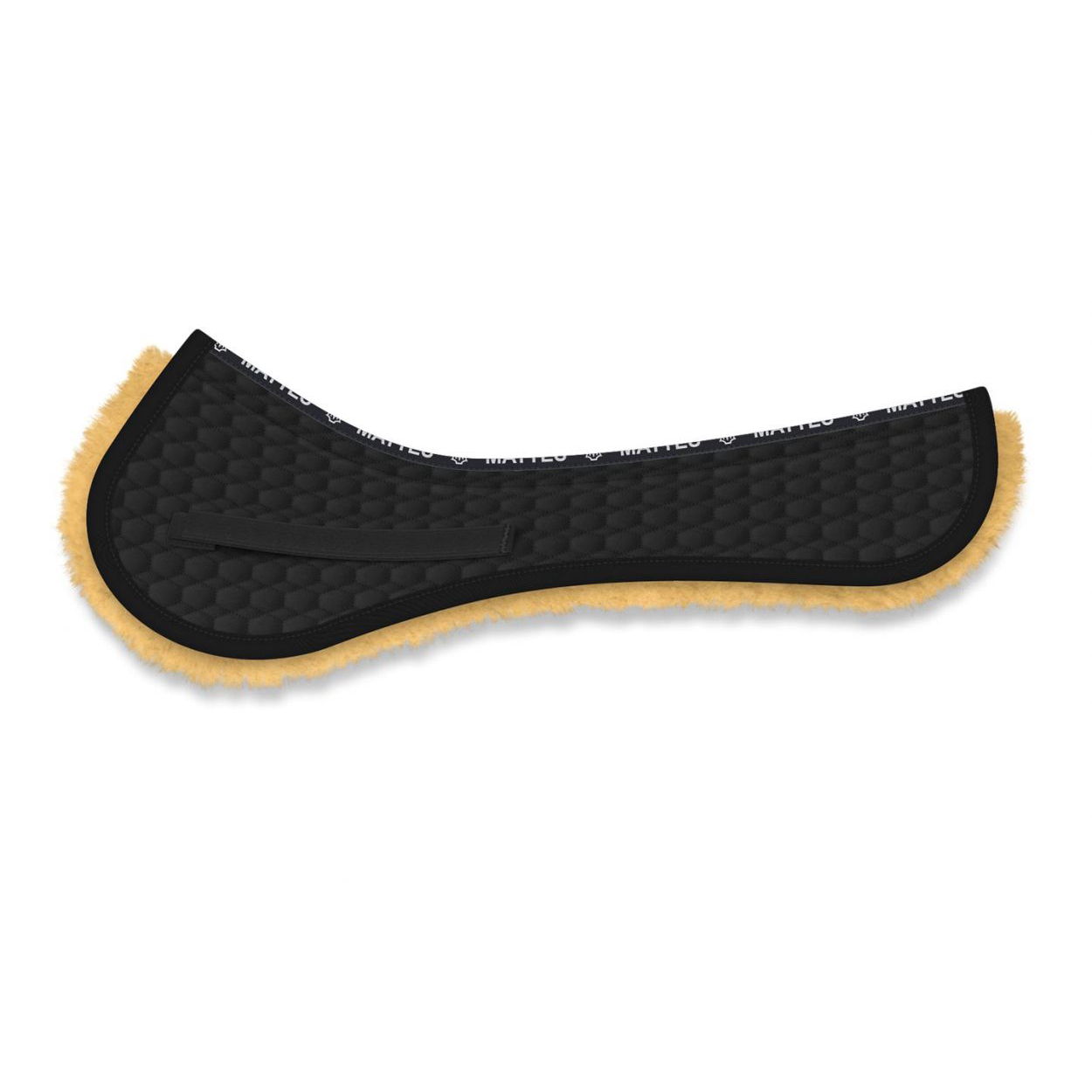 Mattes Sattelkissen mit Fell im Sitzbereich Spine Free - schwarz/hellgelb, Größe Dressur L