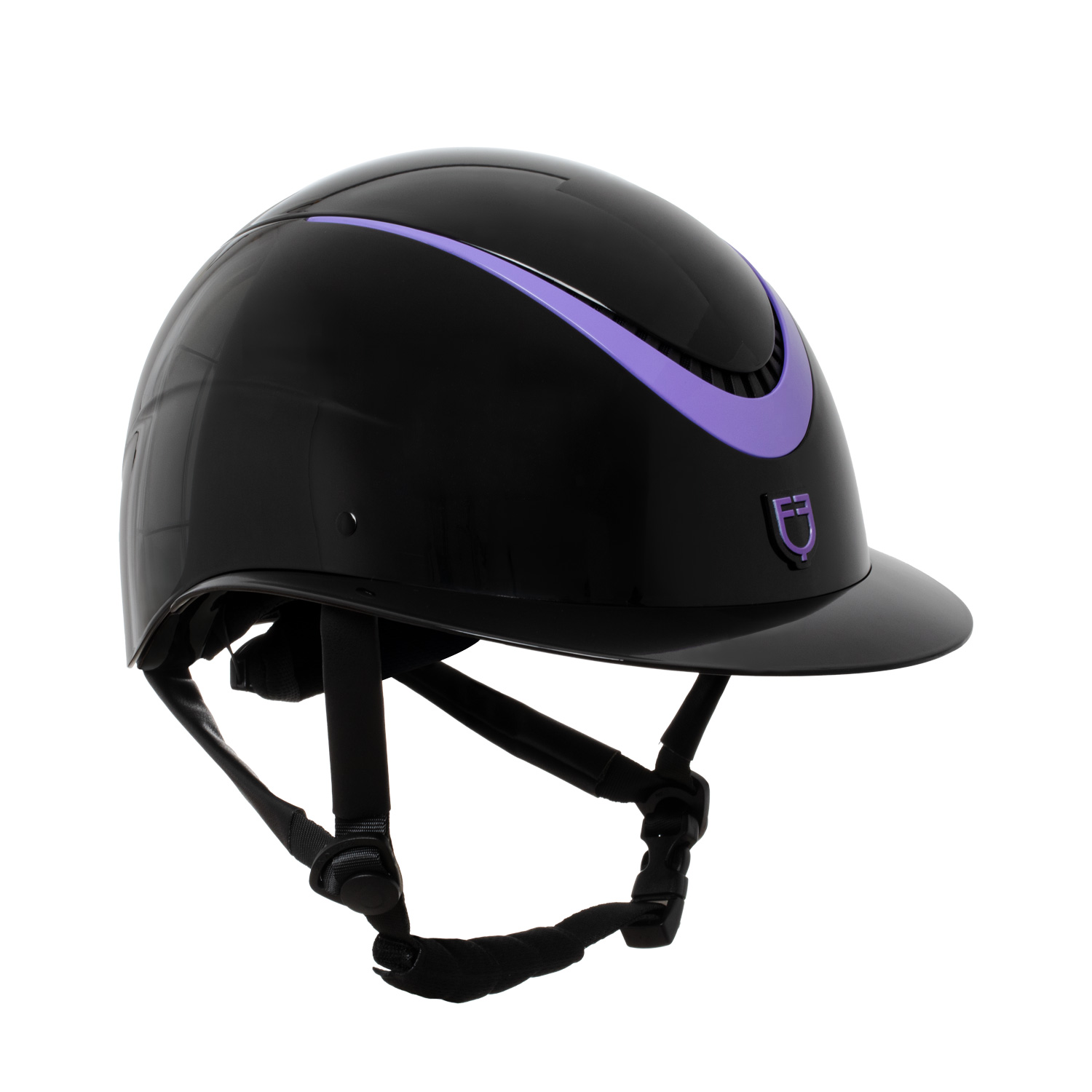 Equestro Reithelm poliertes Kunstlederarmband Homologation - BLACK/VIOLET, Größe S (52-54 cm)