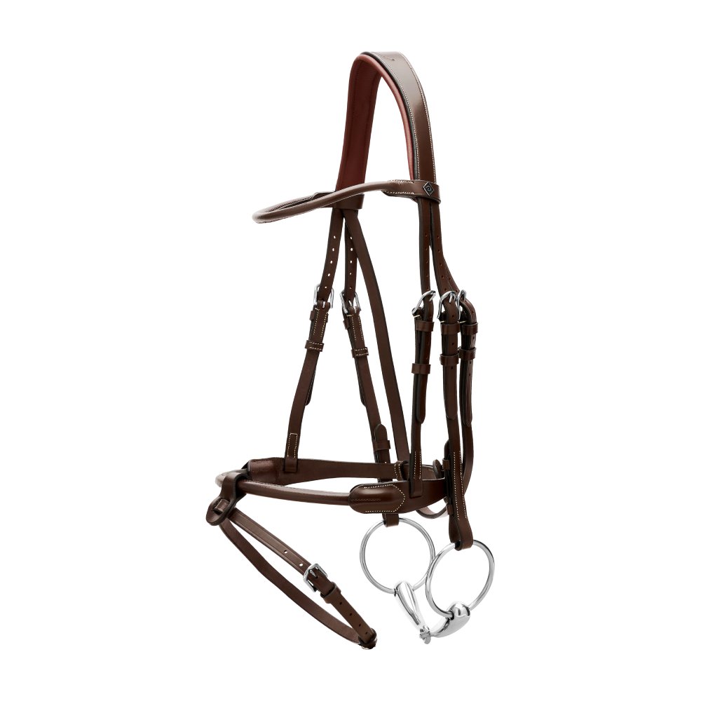 Dyon Round Leather Trense mit runden Lederdetails WBD - braun, Größe Warmblut Extra