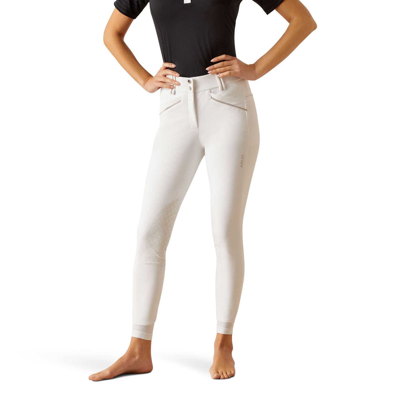 Ariat Tri Factor Grace Kniegrip Reithose Damen - weiß, Größe 34