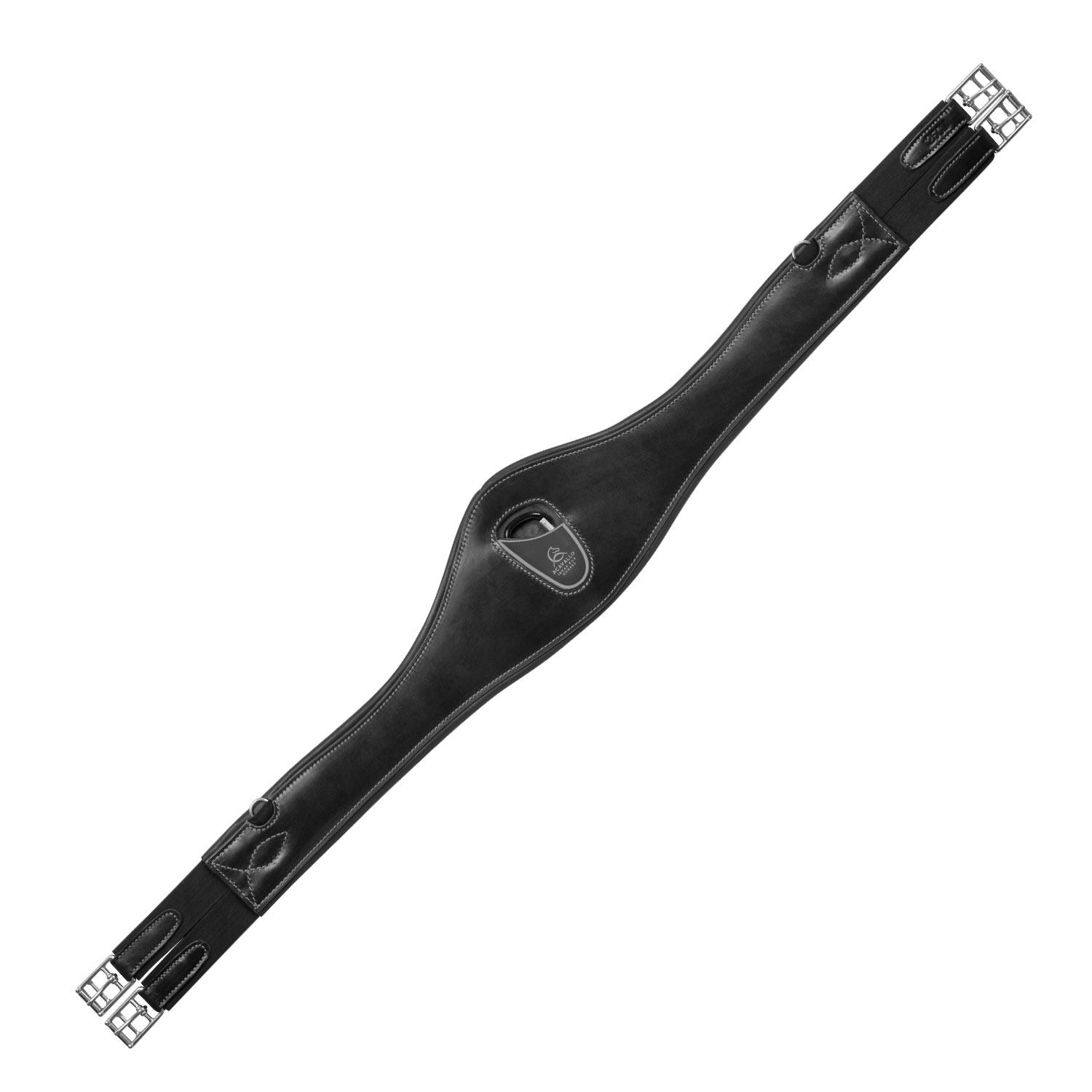 Acavallo Anatomischer Langgurt Kalbsleder mit Gel - schwarz, Größe 140
