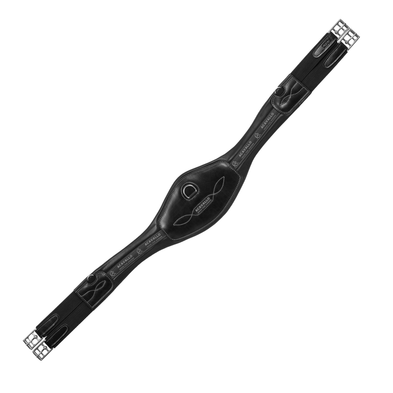Acavallo Anatomischer Langgurt Kalbsleder + Nylon - schwarz, Größe 145