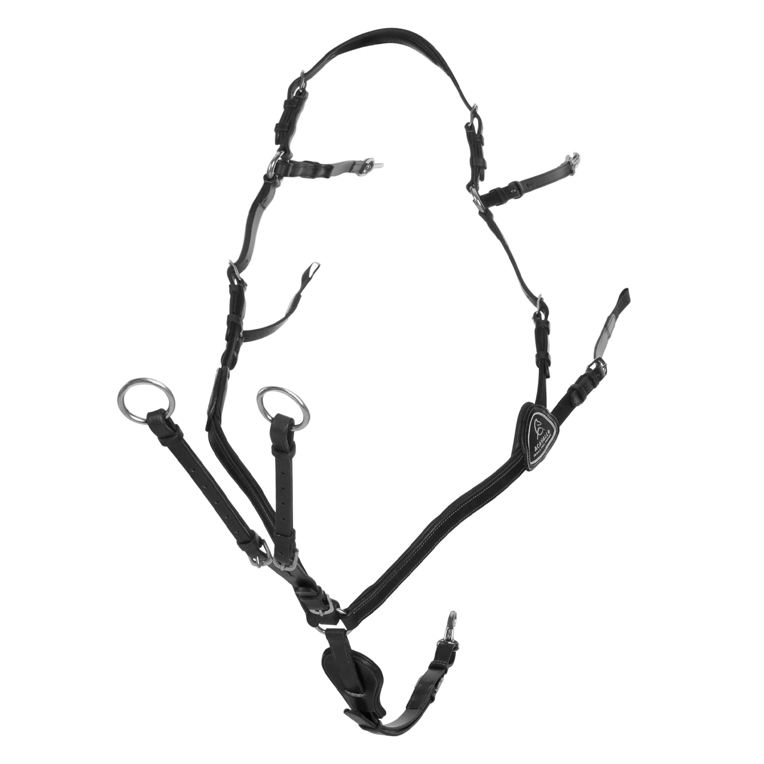 Acavallo 5-Punkt Vorderzeug Kalbsleder anatomisch - schwarz, Größe VB
