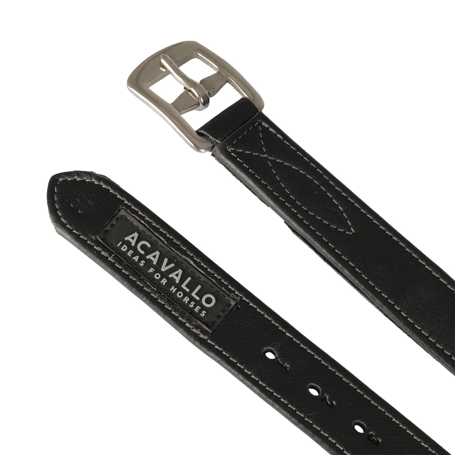 Acavallo Steigbügelriemen Kalbsleder mit Nylon - schwarz, Größe 135