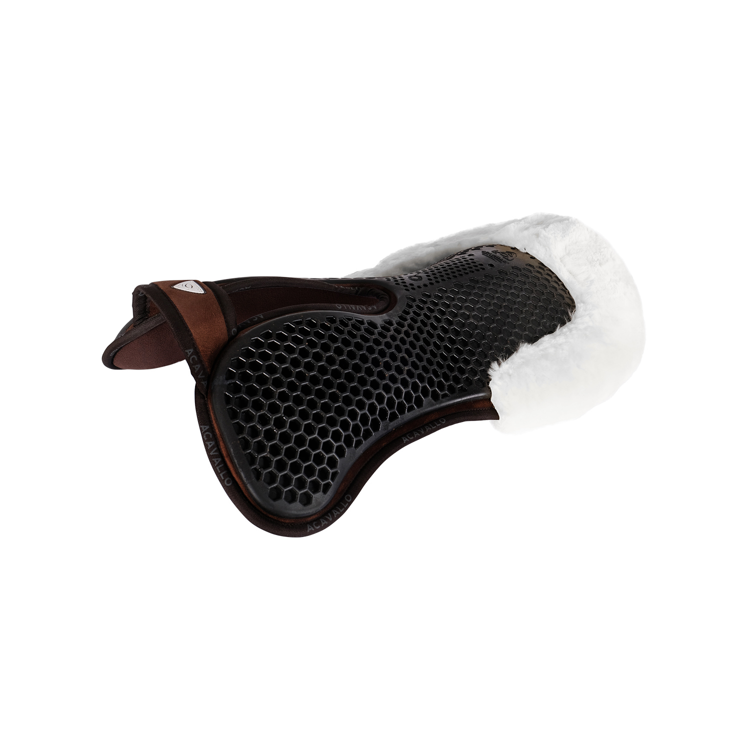 Acavallo Widerristfrei Hexa Memory Lammfell hinten - brown/white
