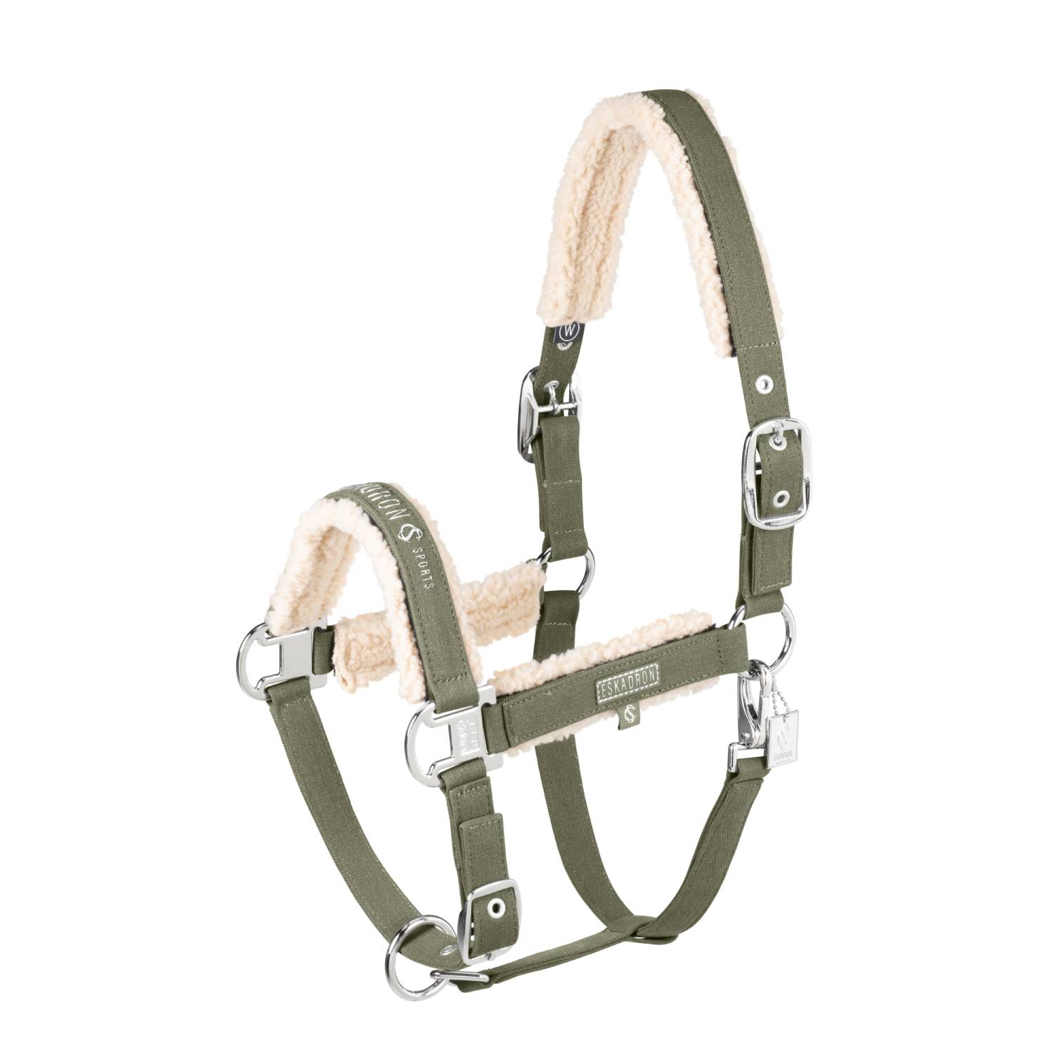 Eskadron Classic Sports 25 Denim Double Pin Teddyfleece Halfter - dusty olive, Größe Pony