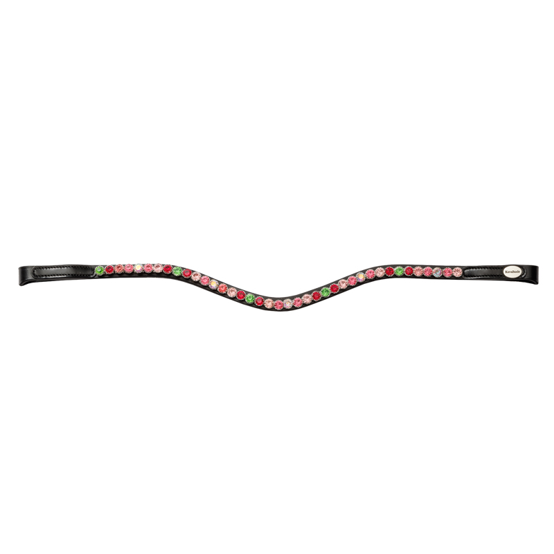 Kavalkade Stirnband Seasons dreams - BC2 - schwarz/pink-grün, Größe Warmblut