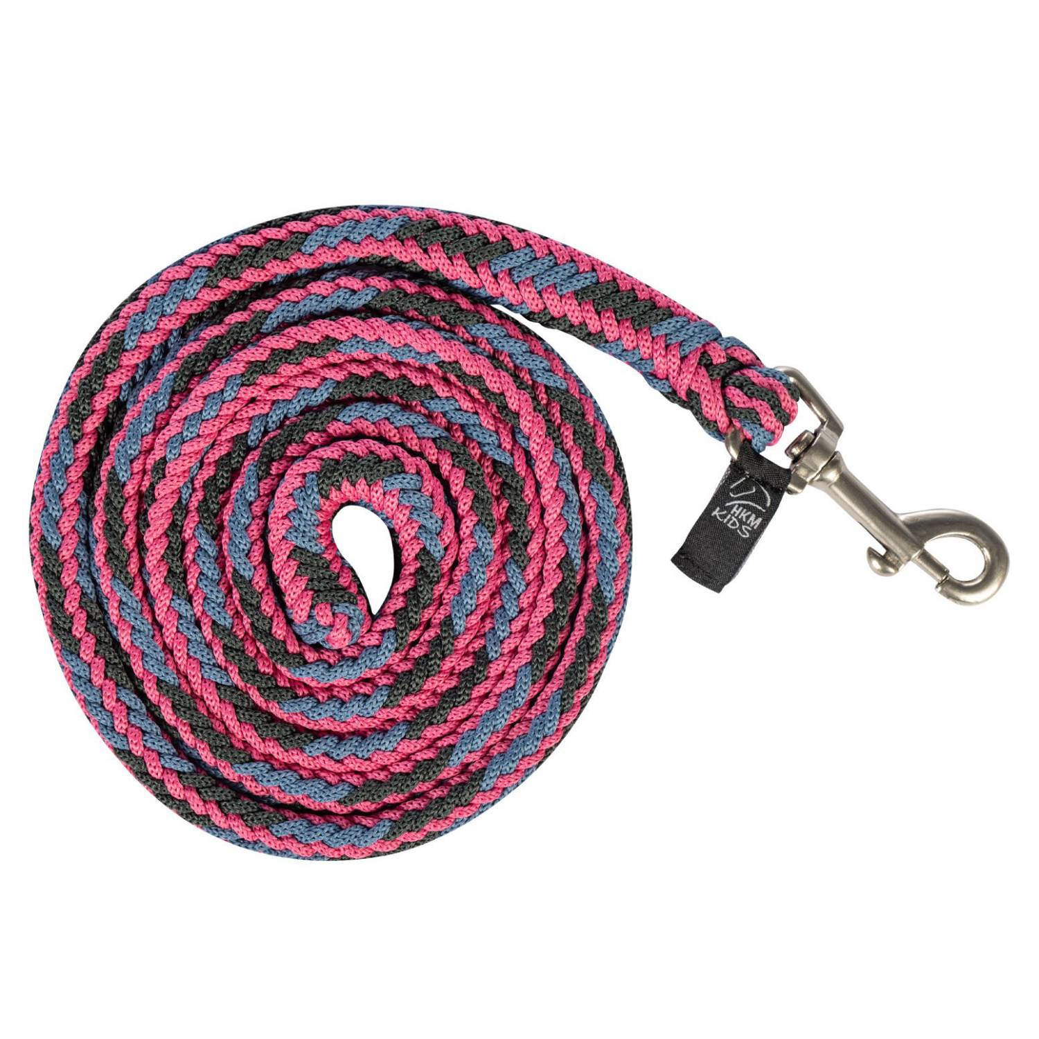 HKM Strick Nele mit Karabinerhaken - pink/graugrün