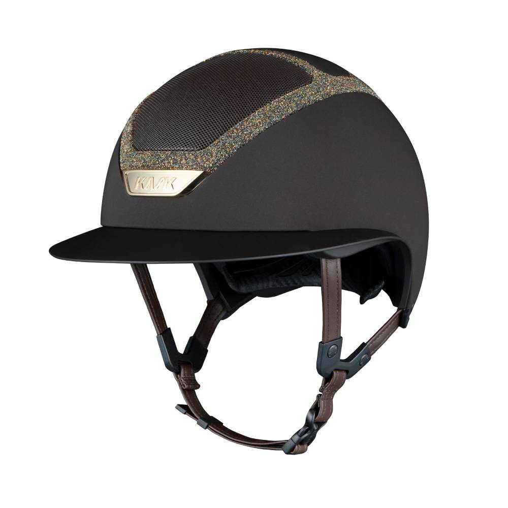 KASK Star Lady Chrome Swarovski Frame Reithelm inkl. Liner - brown/aureum, Größe 57