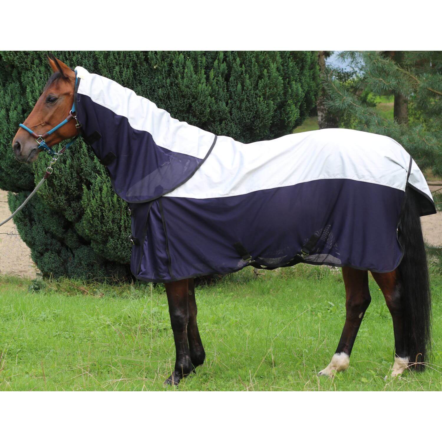 Euroriding Regen-Fliegendecke Kombi - silber/navy, Größe 115 cm