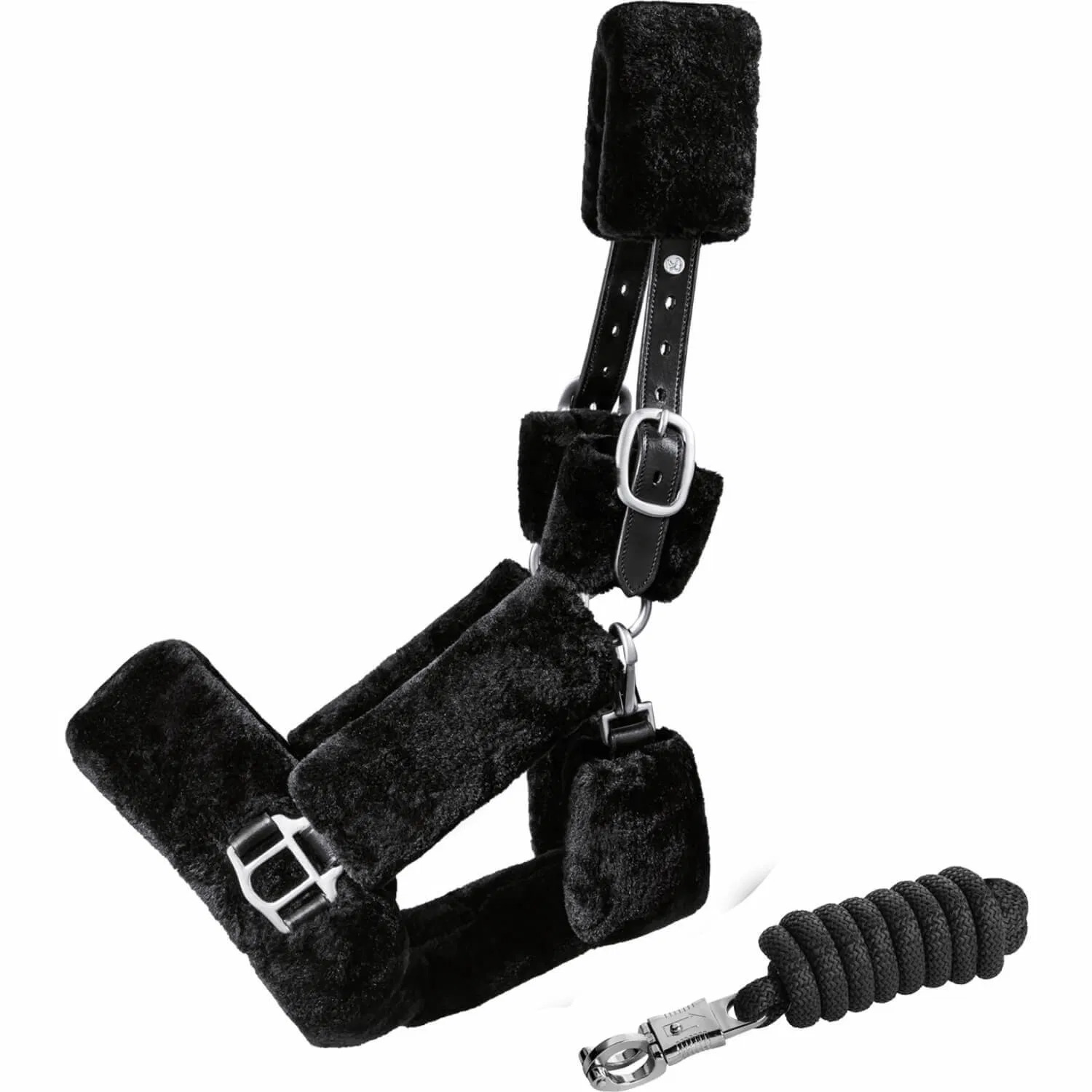 Sunride Fellhalfter mit Strick Dover - schwarz, Größe Pony