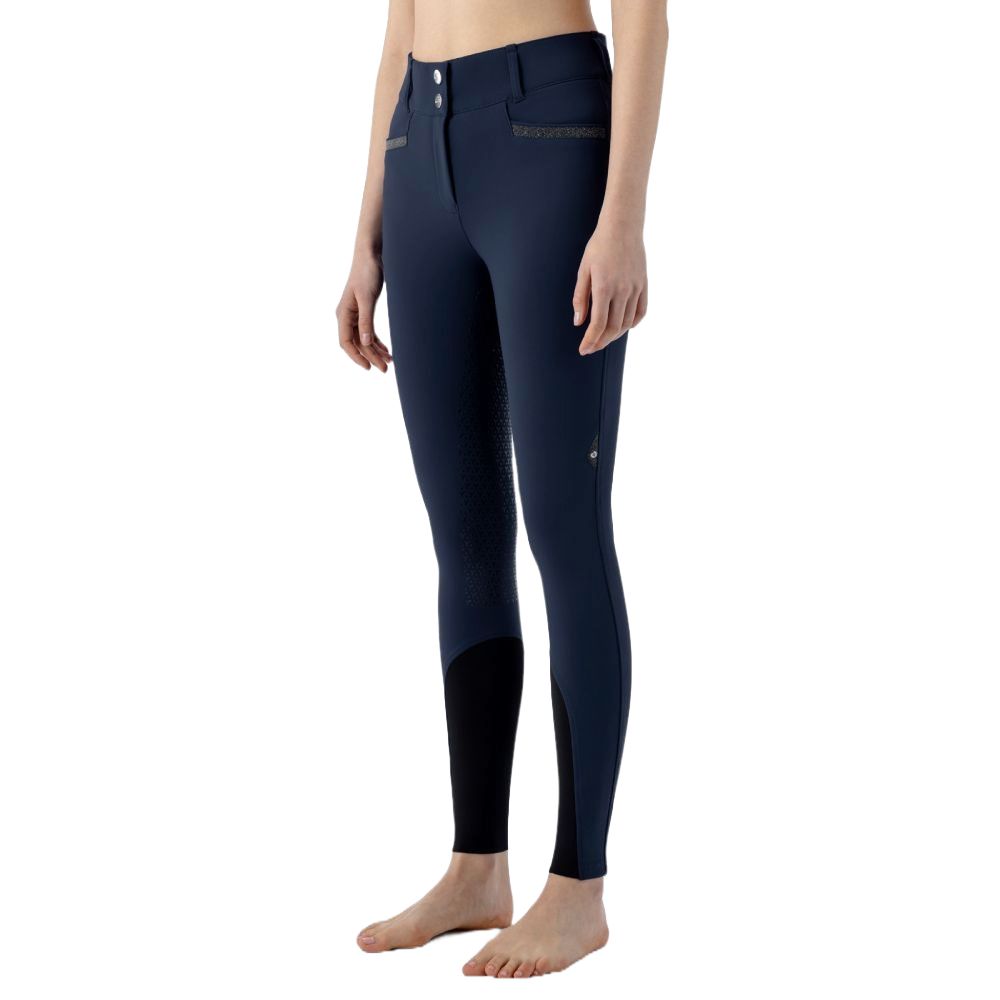 Equiline Crystalef Vollgrip Reithose mit hoher Taille für Damen - blau, Größe 36