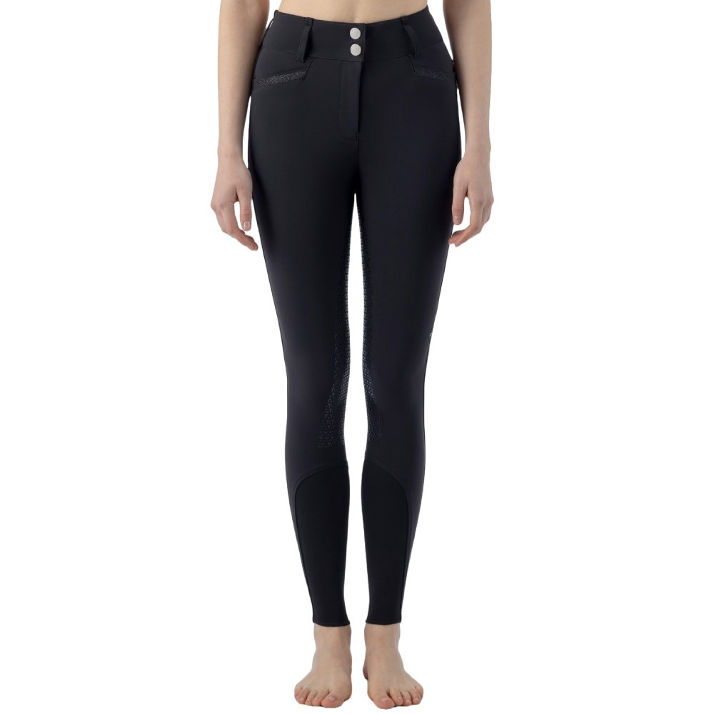 Equiline Crystalef Vollgrip Reithose mit hoher Taille für Damen - schwarz, Größe 38