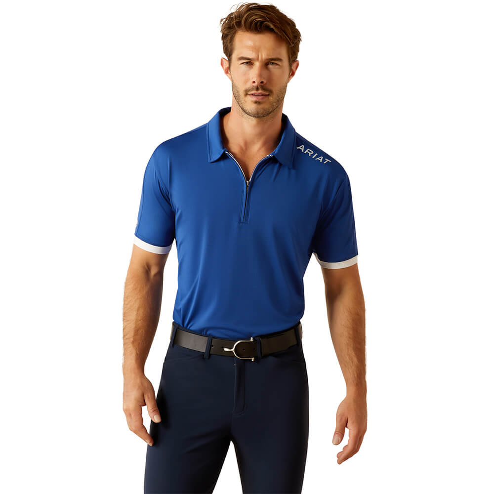 Ariat MNS Bandera 1/4 Zip Polo - sodalite blue, Größe M
