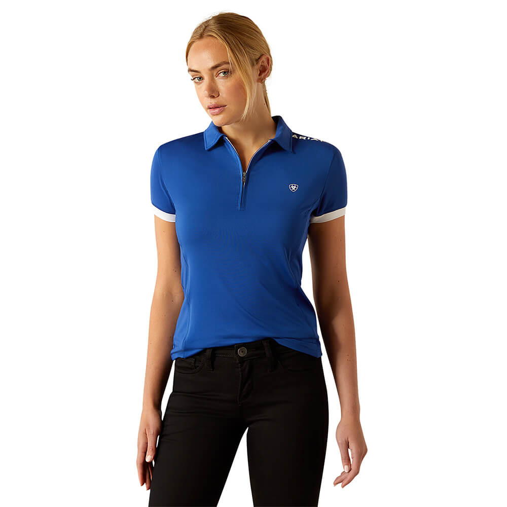 Ariat Bandera Team 1/4 Zip Polo Damen - sodalite blue, Größe M