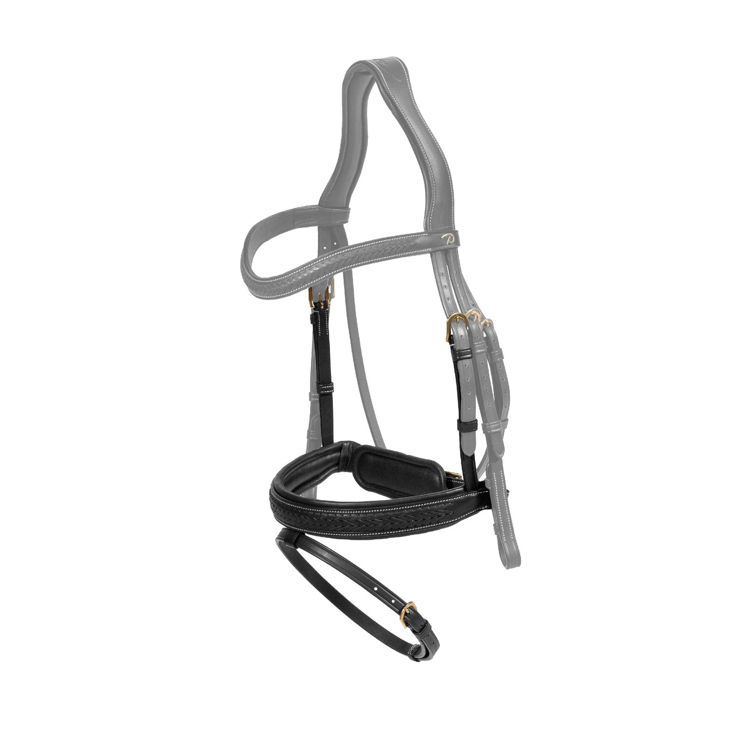 DYON Plaited Geflochtener Nasenriemen Pull Back - schwarz, Größe Warmblut Extra