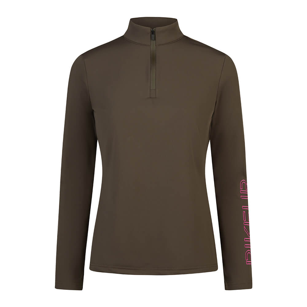 Pikeur HW25 Sports Zip Langarmshirt Damen - deep khaki, Größe 44