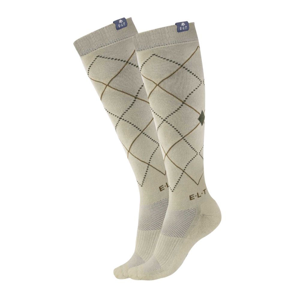 ELT Reitsocken Argyle - beigegrau, Größe L