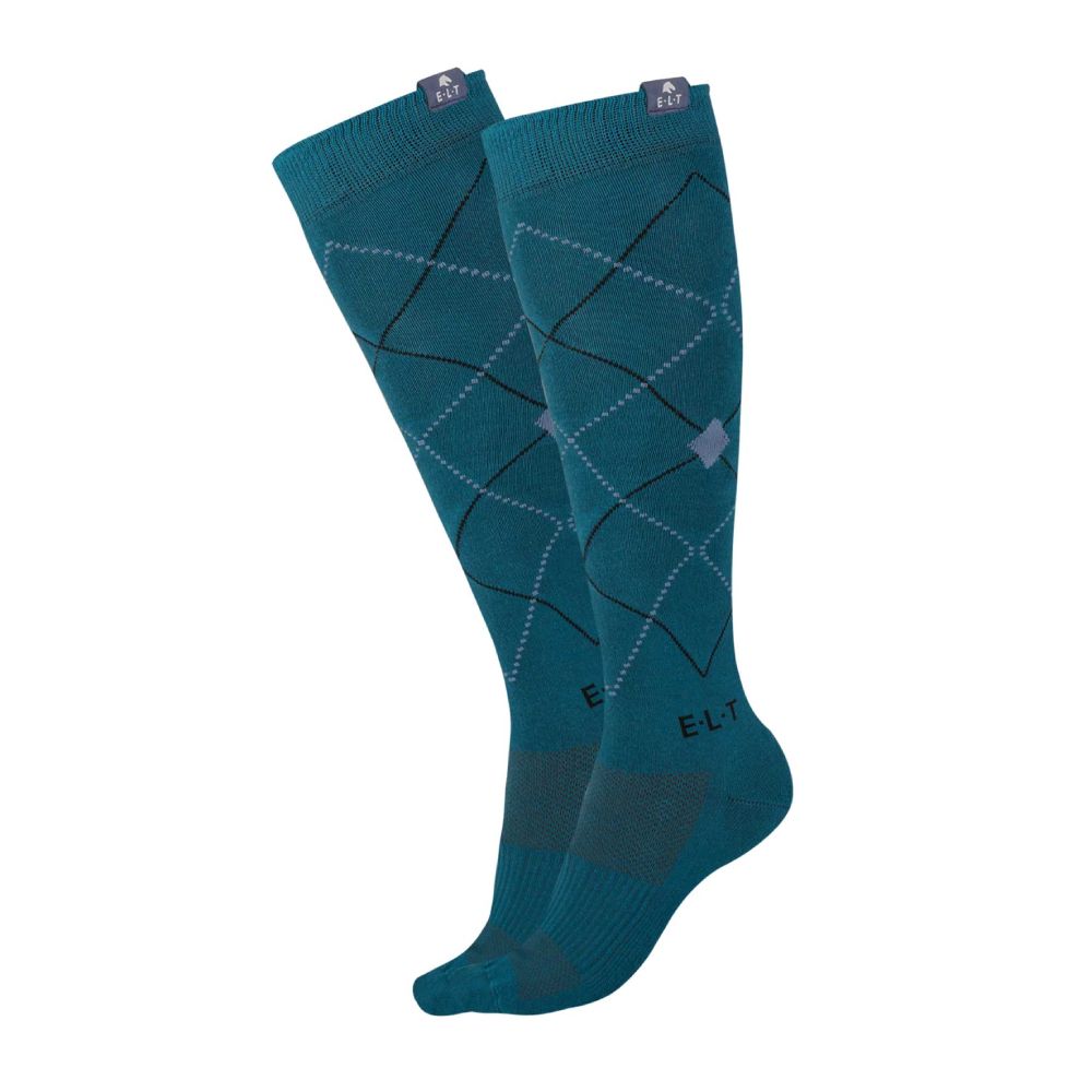 ELT Reitsocken Argyle - petrolblau, Größe L