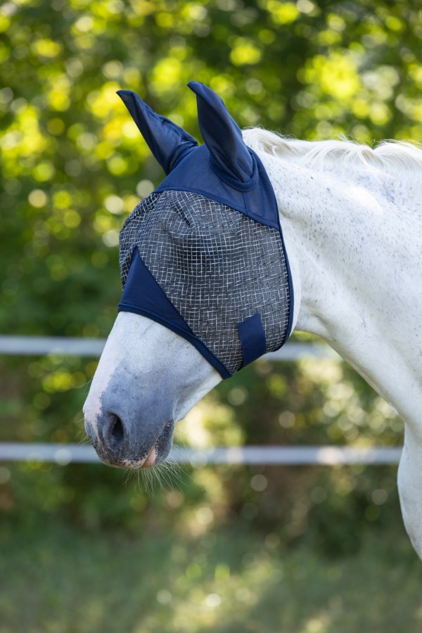 Covalliero Fliegenmaske mit Ohren-und UV-Schutz - navy, Größe Warmblut