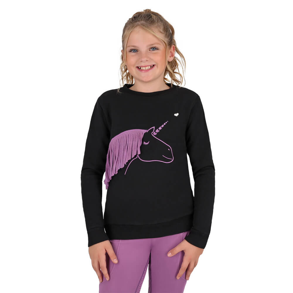 QHP Pullover Lize Kinder - schwarz/violet, Größe 128