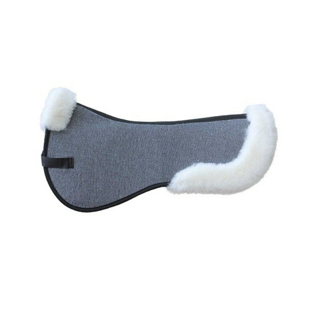 Euroriding Sattelunterlage Kunstfell - WEISS/CHARCOAL TWEED, Größe L