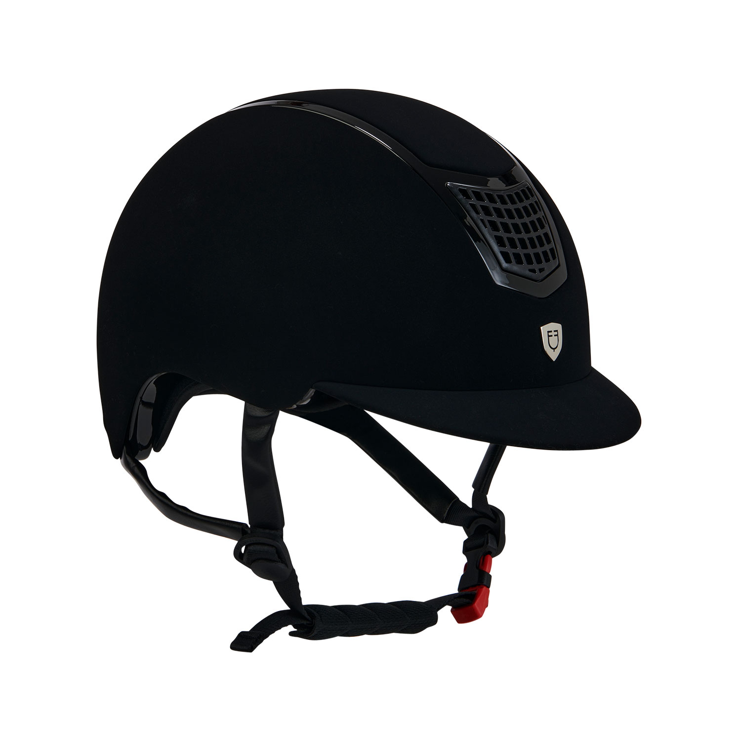 Equestro Eclipse Plain Velvet Ultra-light Reithelm - black/black, Größe L (59-61)