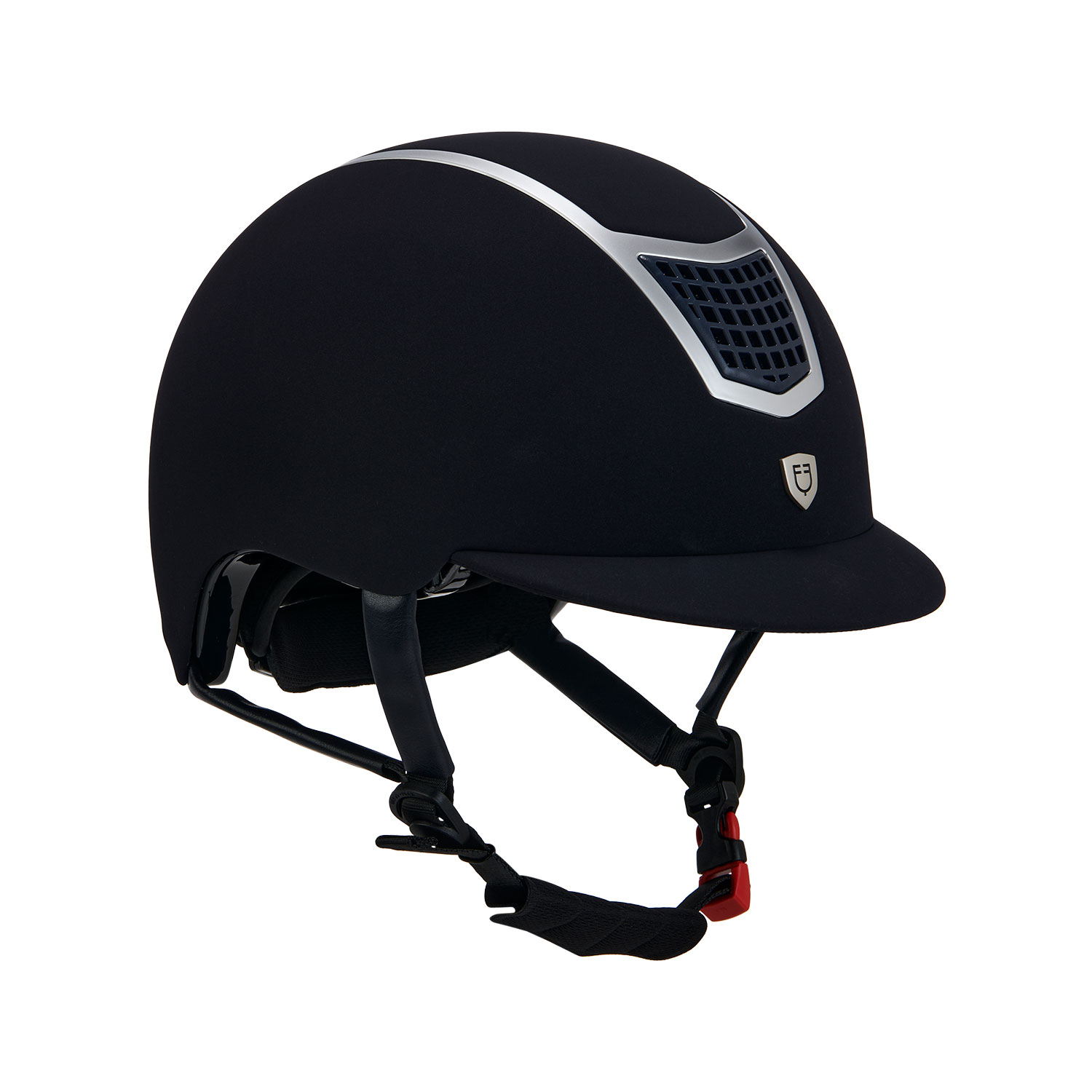 Equestro Eclipse Plain Velvet Ultra-light Reithelm - navy/silver, Größe L (59-61)