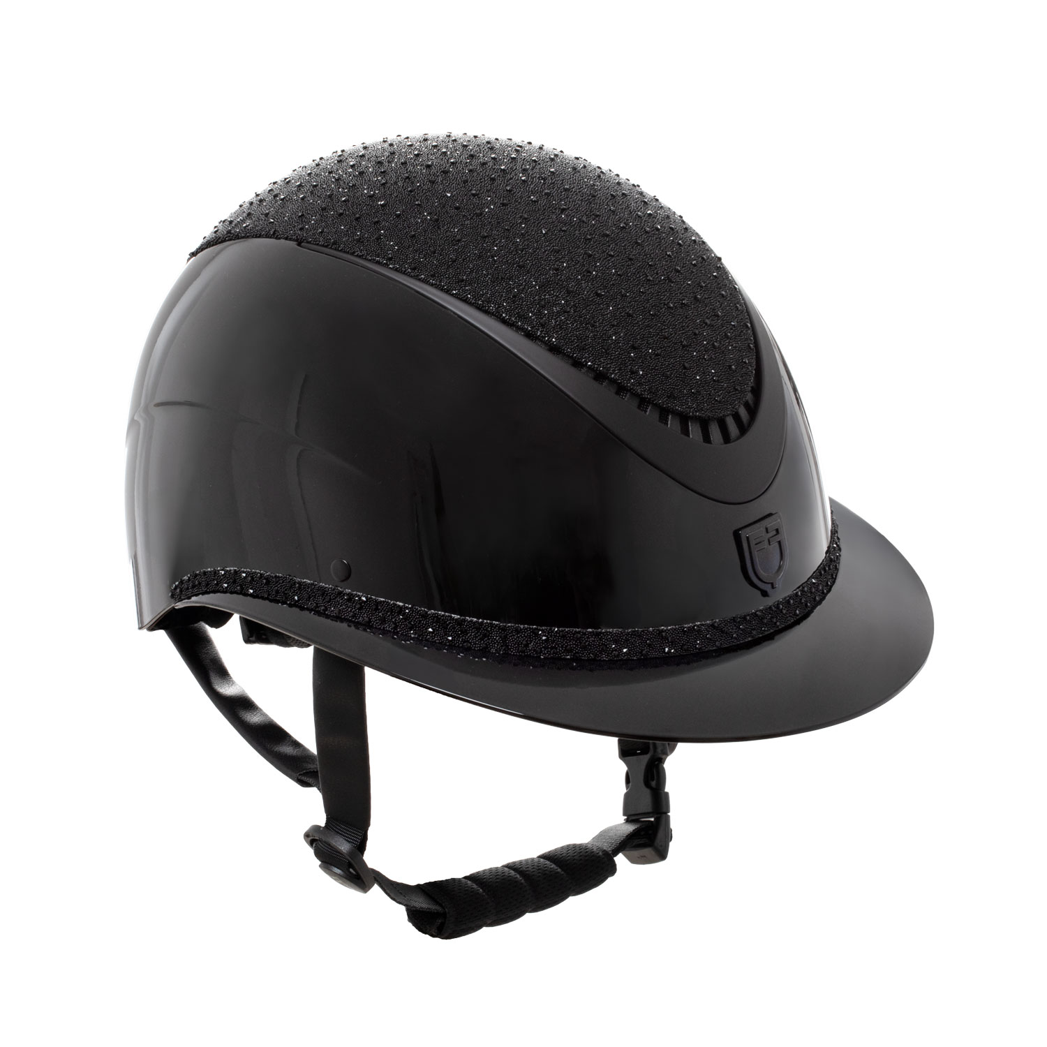 Equestro Luxury Reithelm mit Strass - black/black, Größe L (58-60)