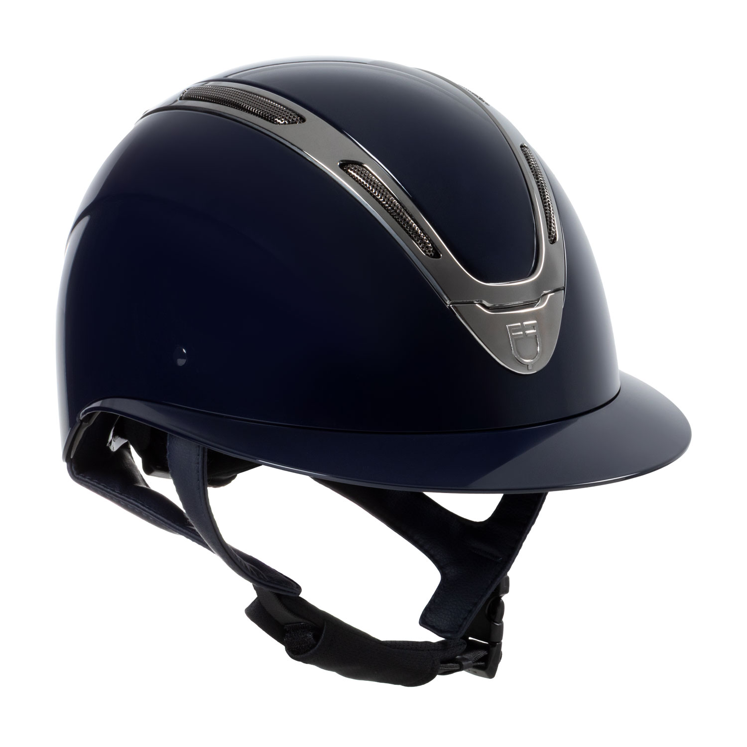 Equestro Apocalipse Glossy Reithelm - navy/silver, Größe S (52-54)