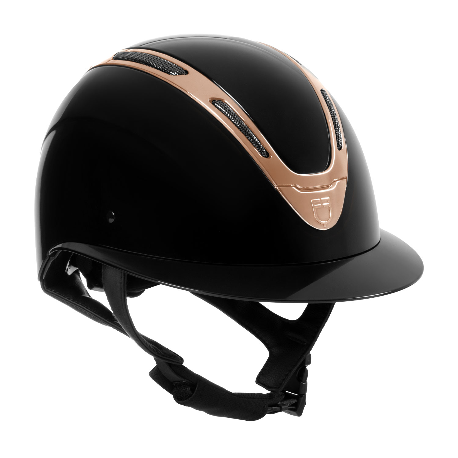 Equestro Apocalipse Glossy Reithelm - black/rose gold, Größe L (58-60)