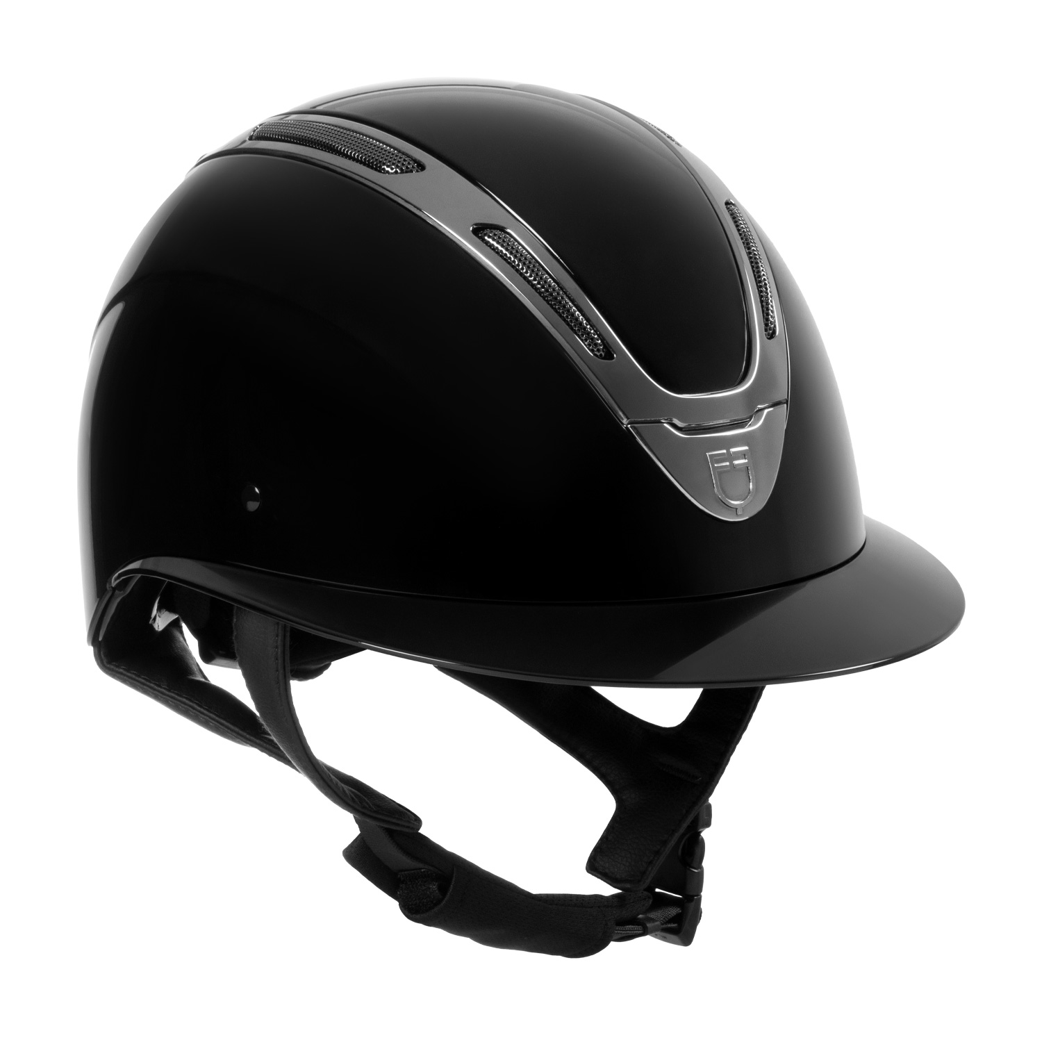 Equestro Apocalipse Glossy Reithelm - black/silver, Größe L (58-60)