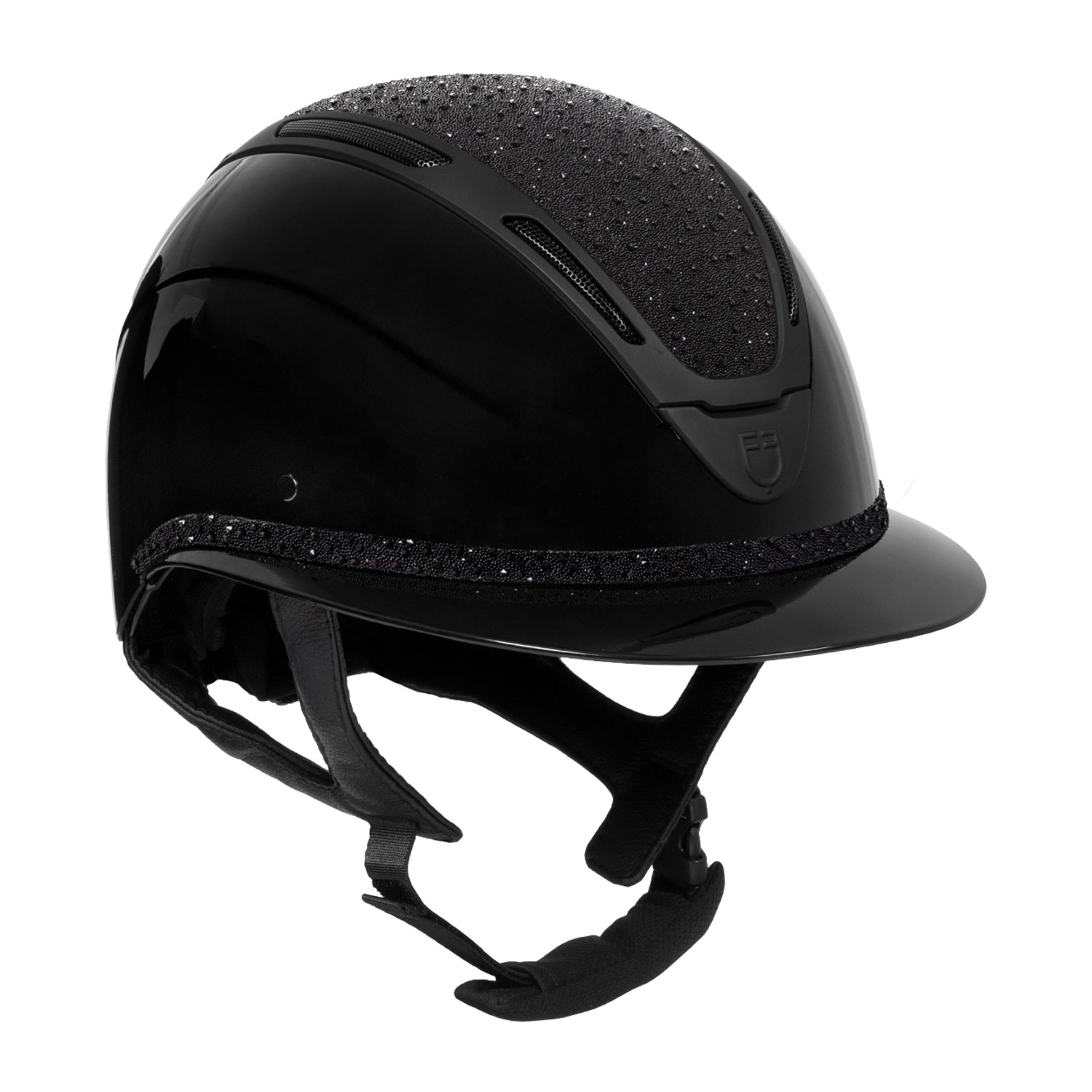 Equestro Apocalipse Glossy Reithelm mit Strasssteinen - black/black, Größe S (52-54)