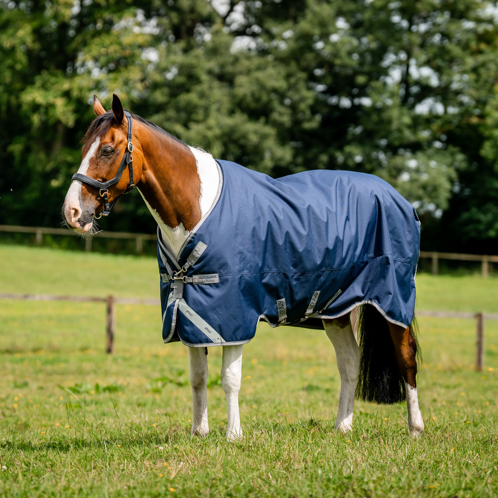 Horseware Amigo Weidedecke 1200D XL Turnout 0g - navy/titanium grey & silver, Größe 140