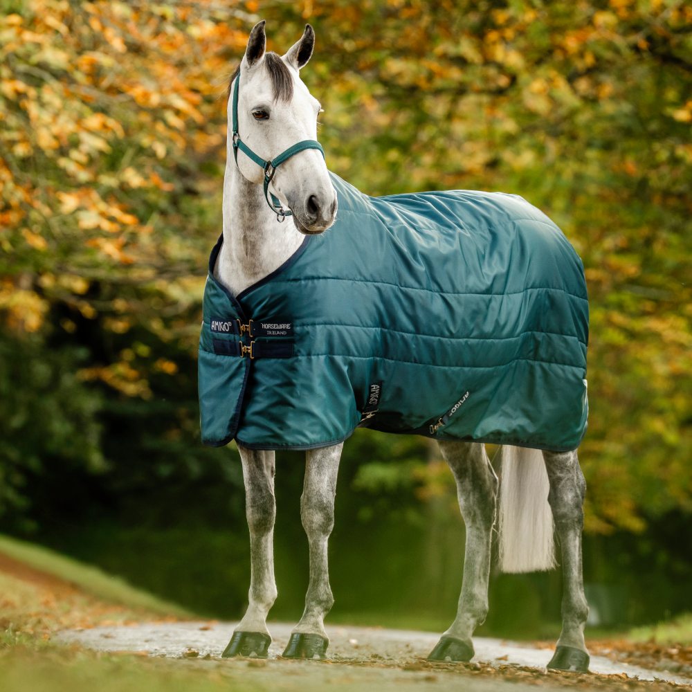 Horseware Amigo Ripstop Insulator Stalldecke 50g - dynasty green/navy & silver, Größe 130