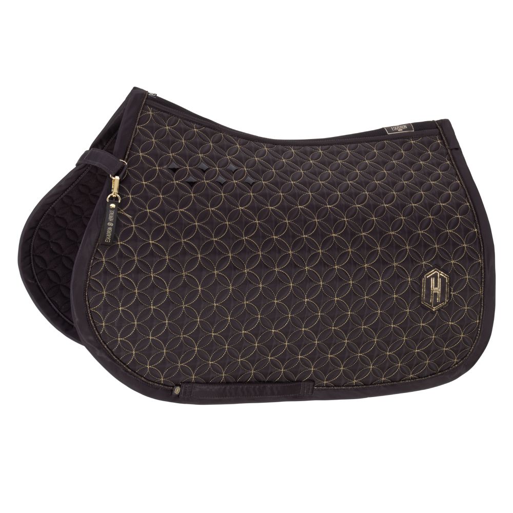 Eskadron Heritage 25/26 Highgloss Contrast Schabracke - black truffle, Größe Warmblut Dressur