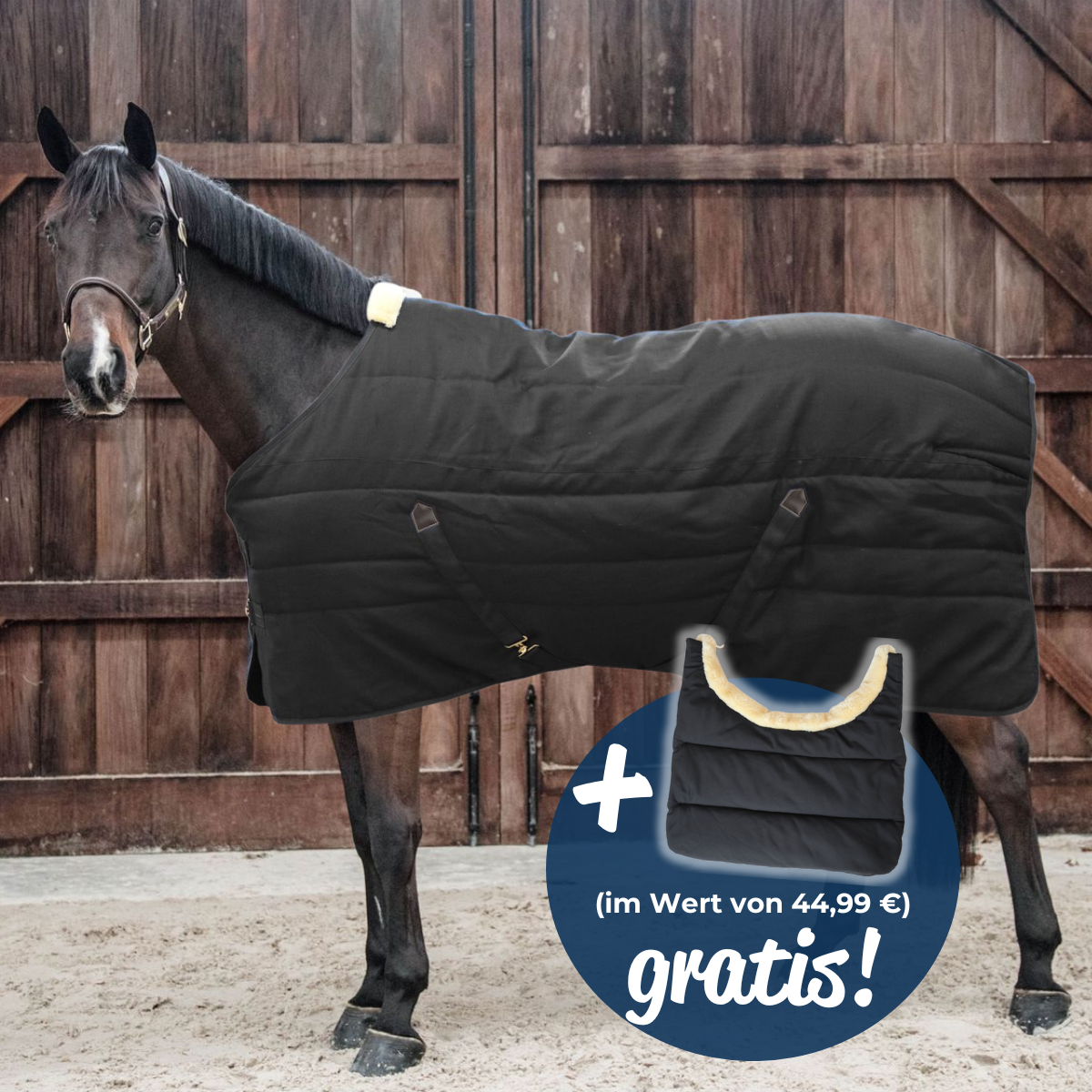 Kentucky Horsewear Stable Rug classic Stalldecke 100g + Gratis BIB - black, Größe 155