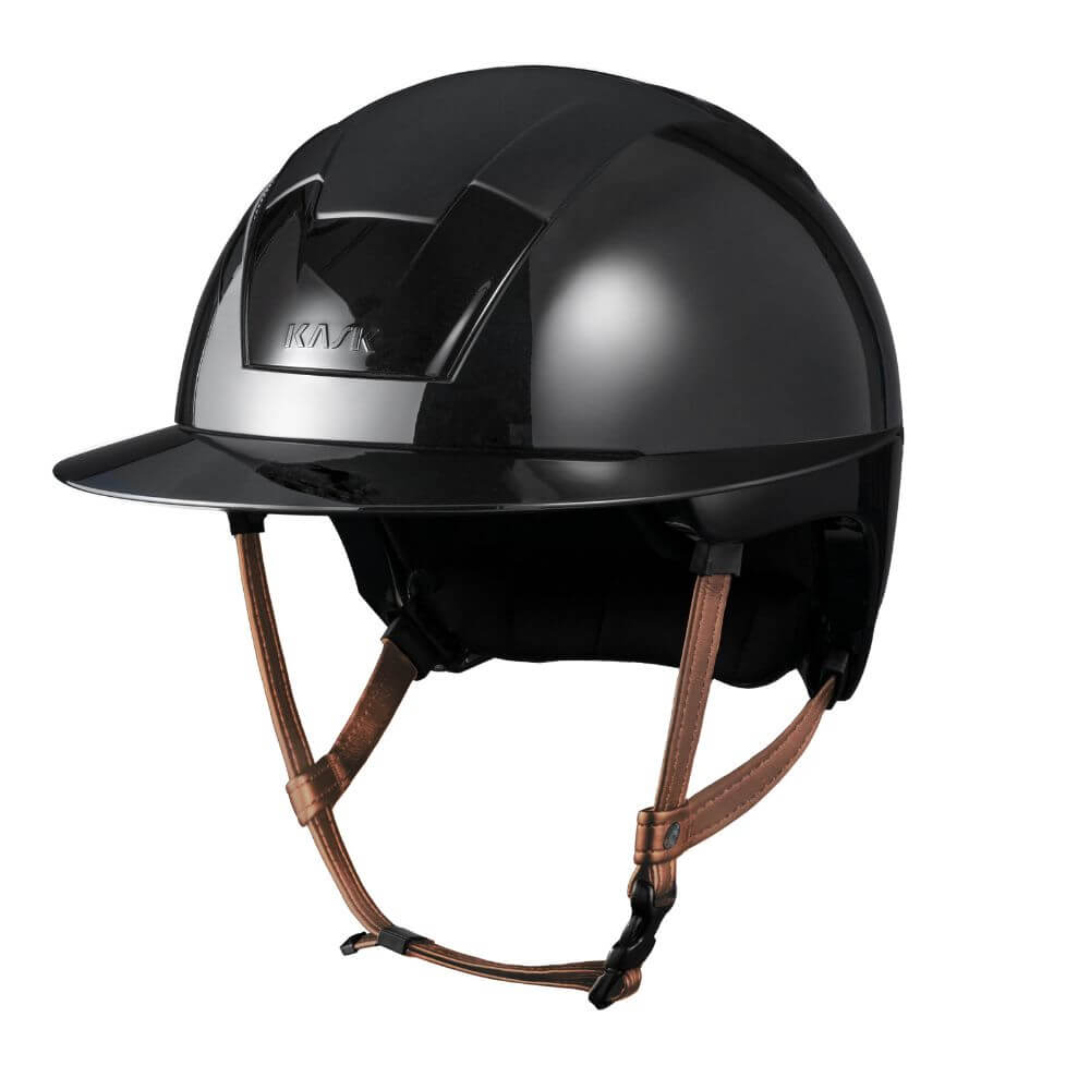 KASK Kooki Lady mit braunem Kinnriemen - black shine, Größe 53