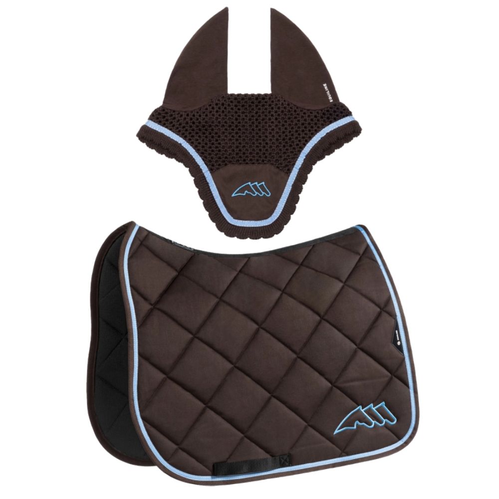 Equiline Eqchroma Schabracke und Fliegenhaube-Set - braun, Größe Springen (N)