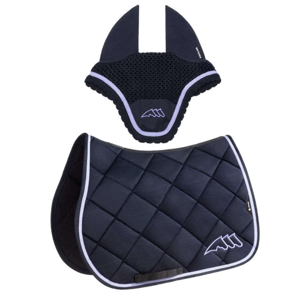 Equiline Eqchroma Schabracke und Fliegenhaube-Set - blau, Größe Springen (N)