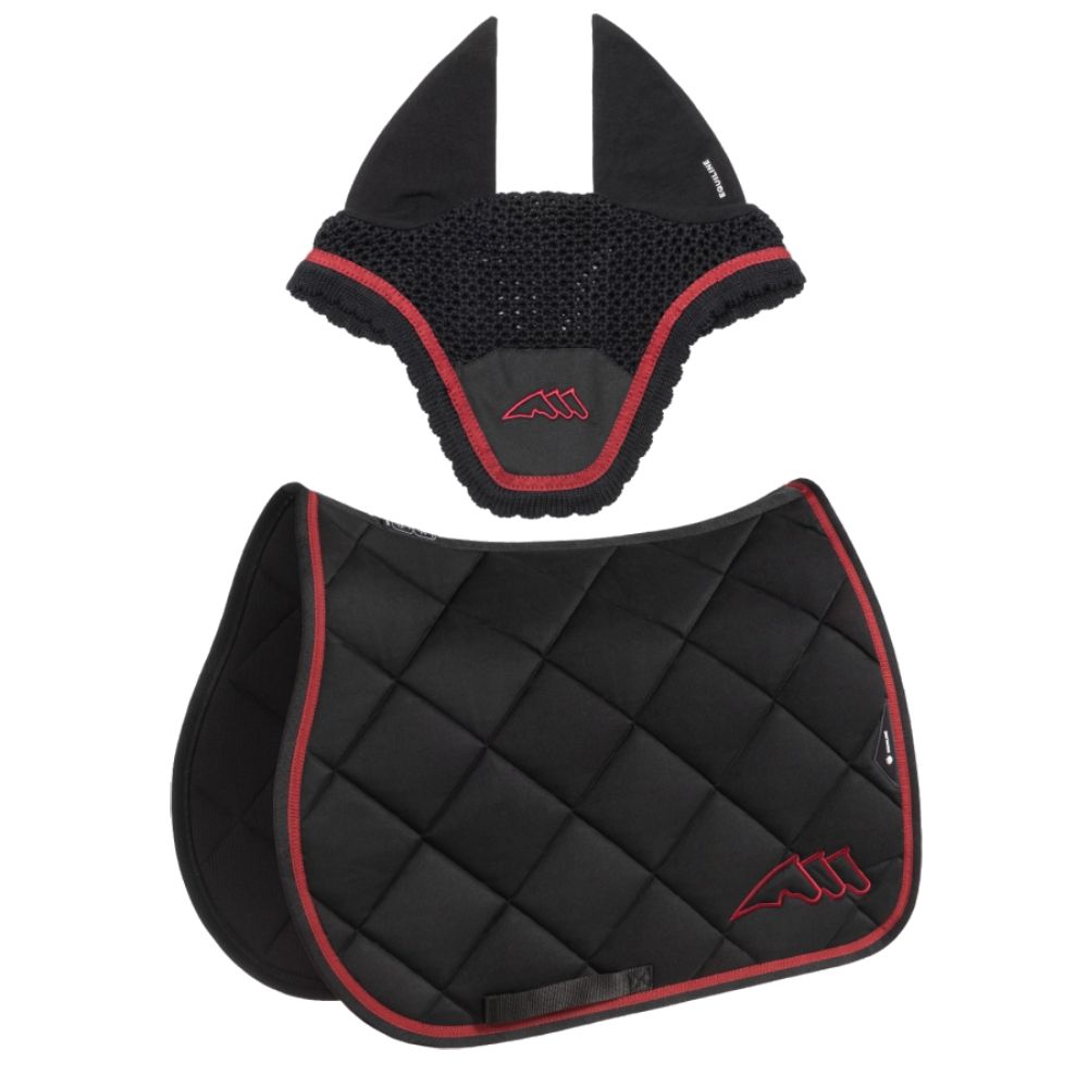 Equiline Eqchroma Schabracke und Fliegenhaube-Set - schwarz, Größe Springen (N)