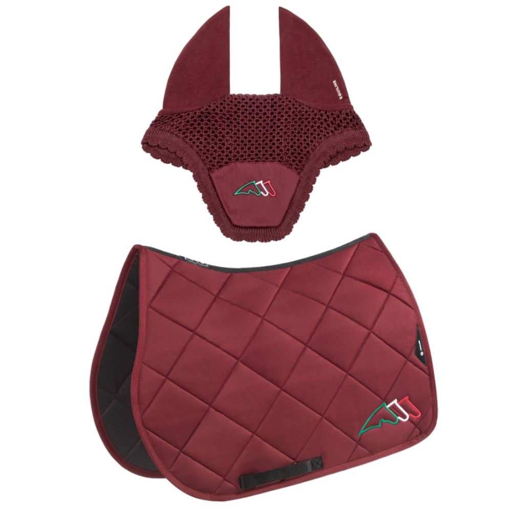 Equiline Eqtricolore Schabracke und Fliegenhaube-Set - bordeaux, Größe Dressur (DN)