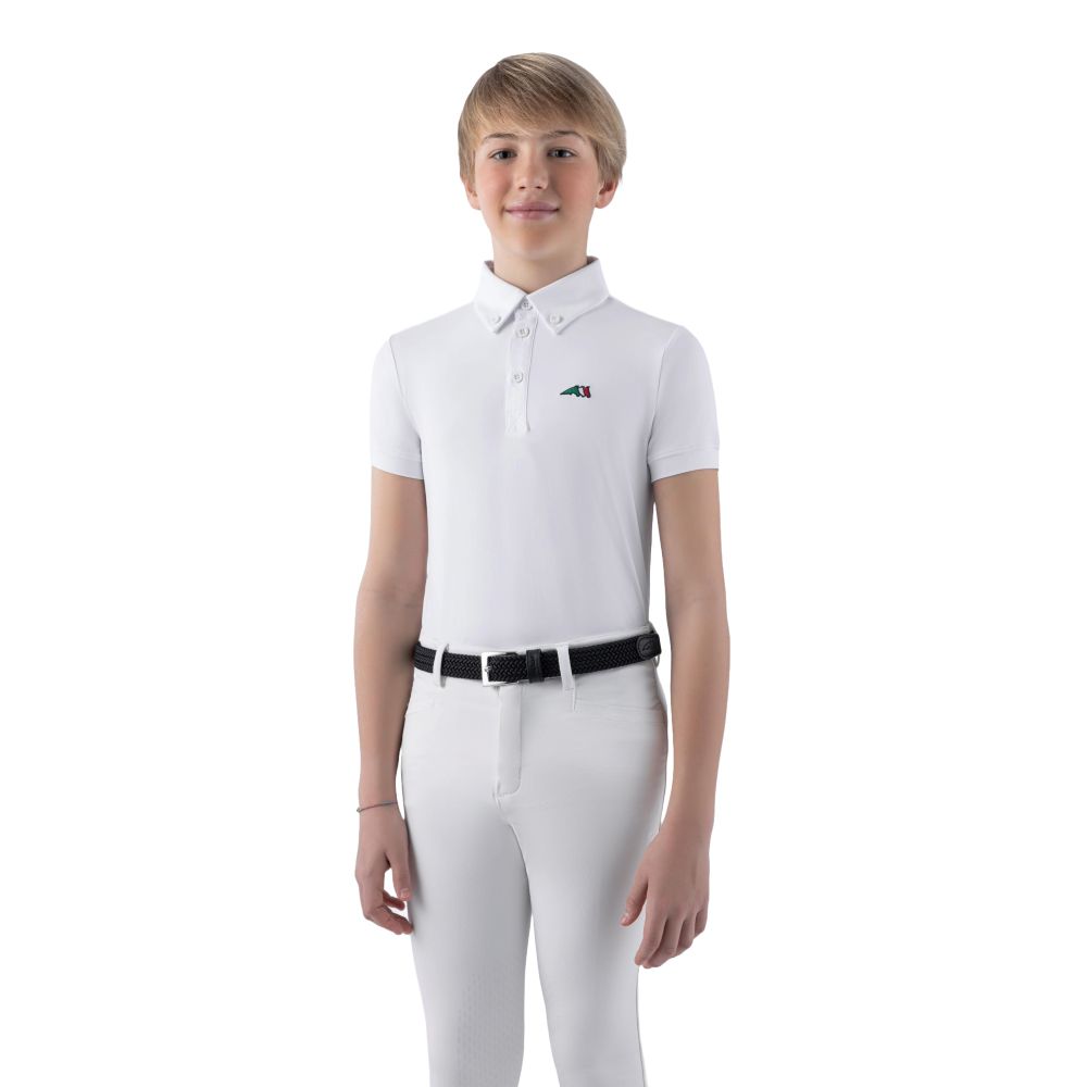 Equiline Jeremyk Turnierpoloshirt Jungen - weiß, Größe 128/140