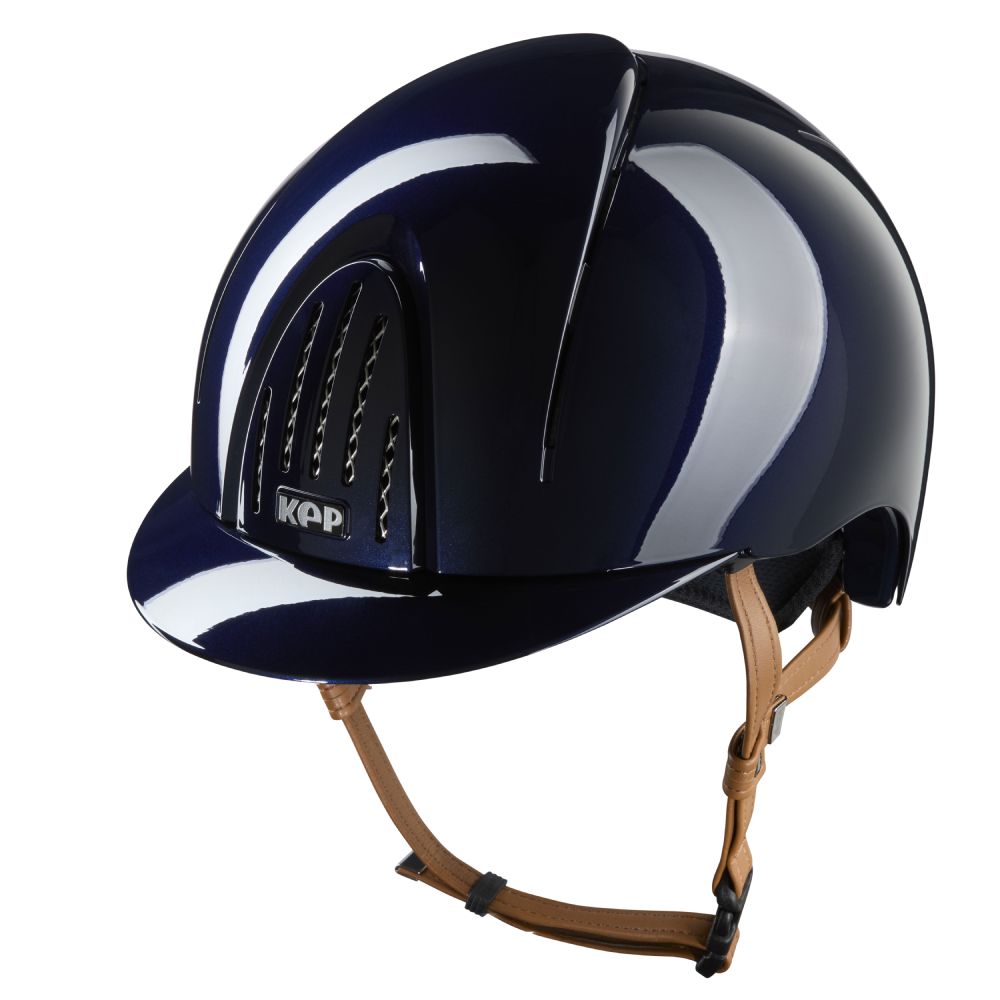 KEP Smart Nova Metal Polish beige Strap Reithelm - blue, Größe M (51-58)