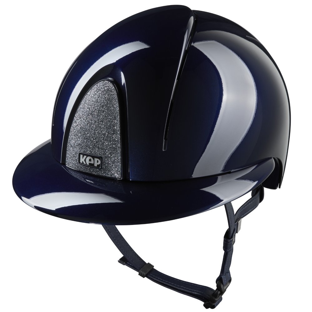 KEP Smart Nova Metal Polish Star Silver Polo Visor Reithelm - blue, Größe L (59-62)