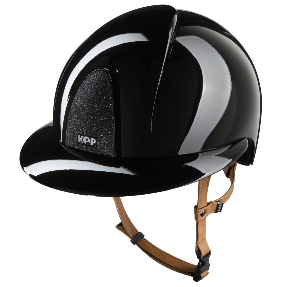 KEP Smart Nova Metal Polish beige Strap Polo Visor Star Reithelm - black, Größe M (51-58)